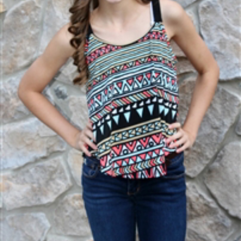 Coral/Blue Arrow Stripe Tank Vintage Havana